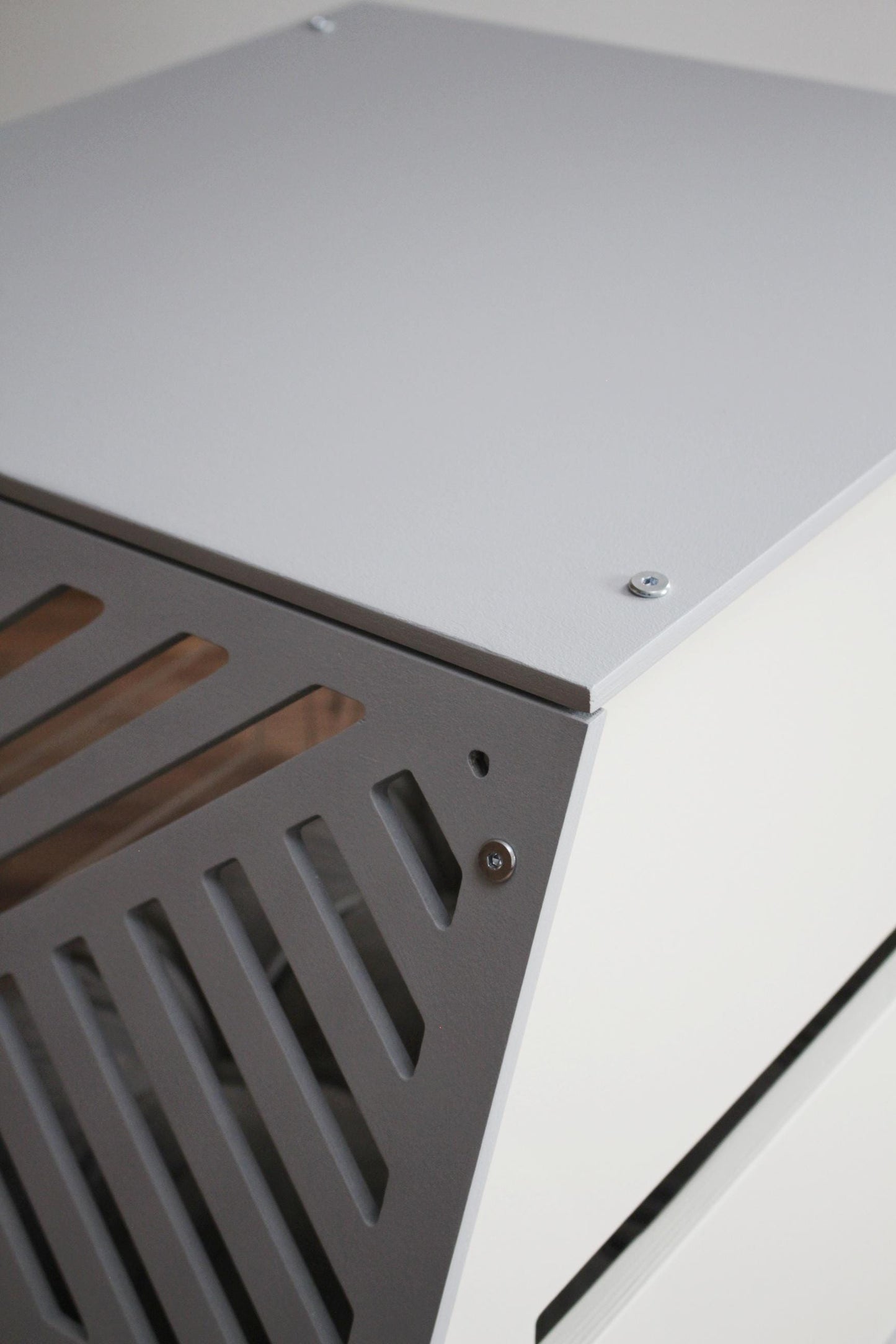 Wooden Dog House: Modern Indoor Pet House, Gray Cushion