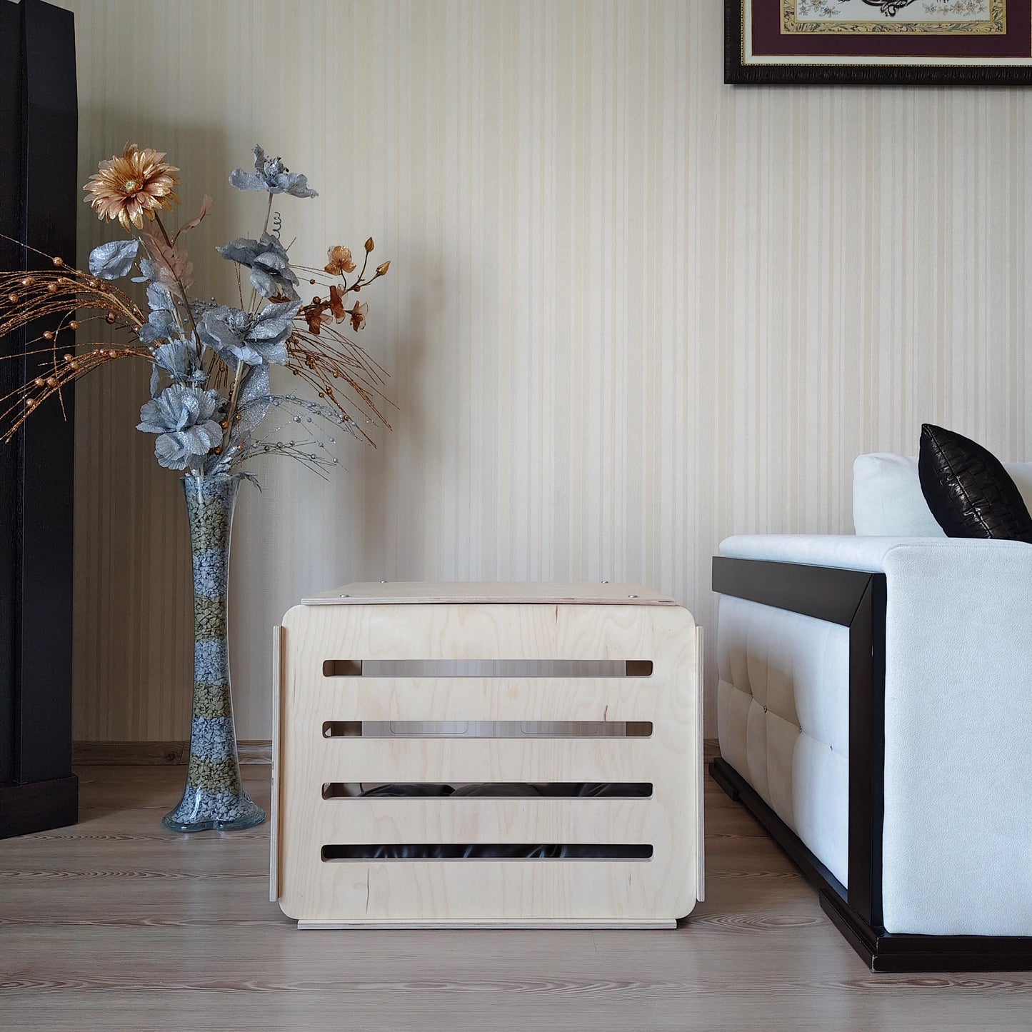 Modern Birch Plywood Dog House: Indoor Pet Crate Bed