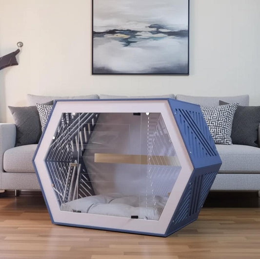 Modern Birch Plywood Dog House: Indoor Pet Crate with Cushion