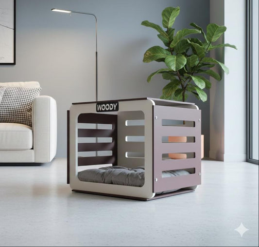 Modern Dog House: Doorless Pet Crate, Indoor Kennel