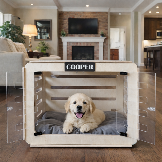 Modern Birch Plywood Dog House: Indoor Pet Crate Bed