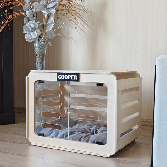 Modern Birch Plywood Dog House: Indoor Pet Crate Bed