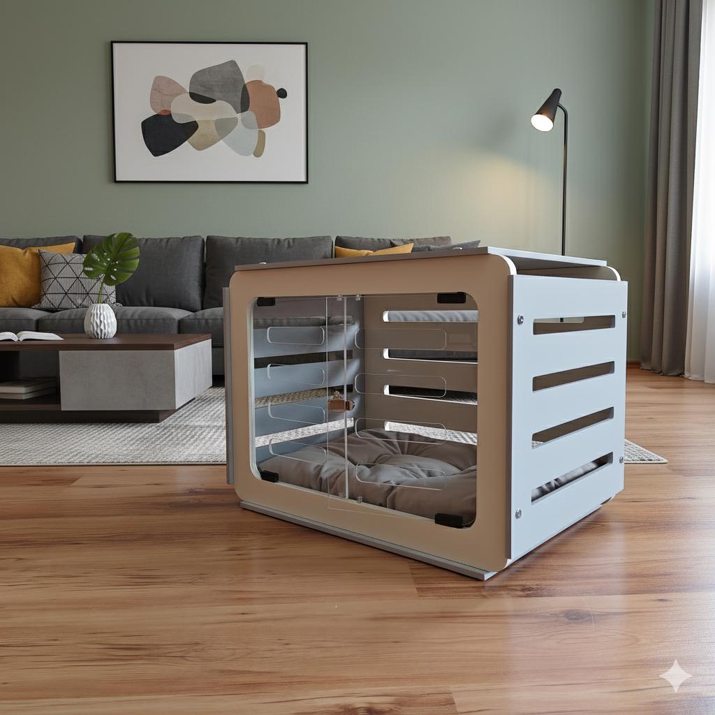 Modern Pet House: Indoor Dog Crate, Optional With Door